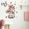 Decorative PVC Wall Murals Magnolia Butterfly Decal, Self Adhesive Waterproof Home Decor Sticker for Creative Gift Living Room Bedroom, Elegant