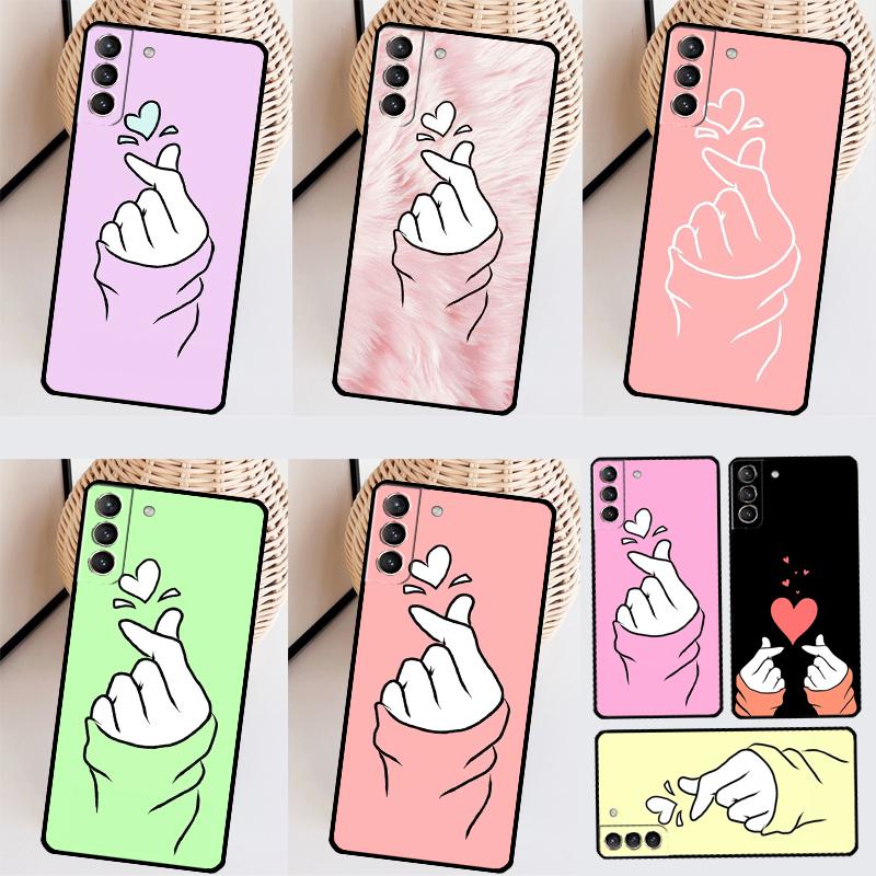 Kpop Hand Finger Heart Cover For Samsung Galaxy S23 S22 Ultra S21 FE S20 FE Note 20 Ultra S9 S10 Note 10 Plus Case