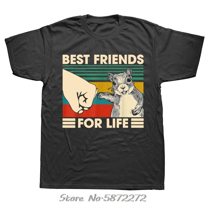 Squirrel Best Friend For Life Cotton Fitness Tshirt Oversized Unisex T Shirt Graphic Tees Tops Unisexs Clothing Streetwear S