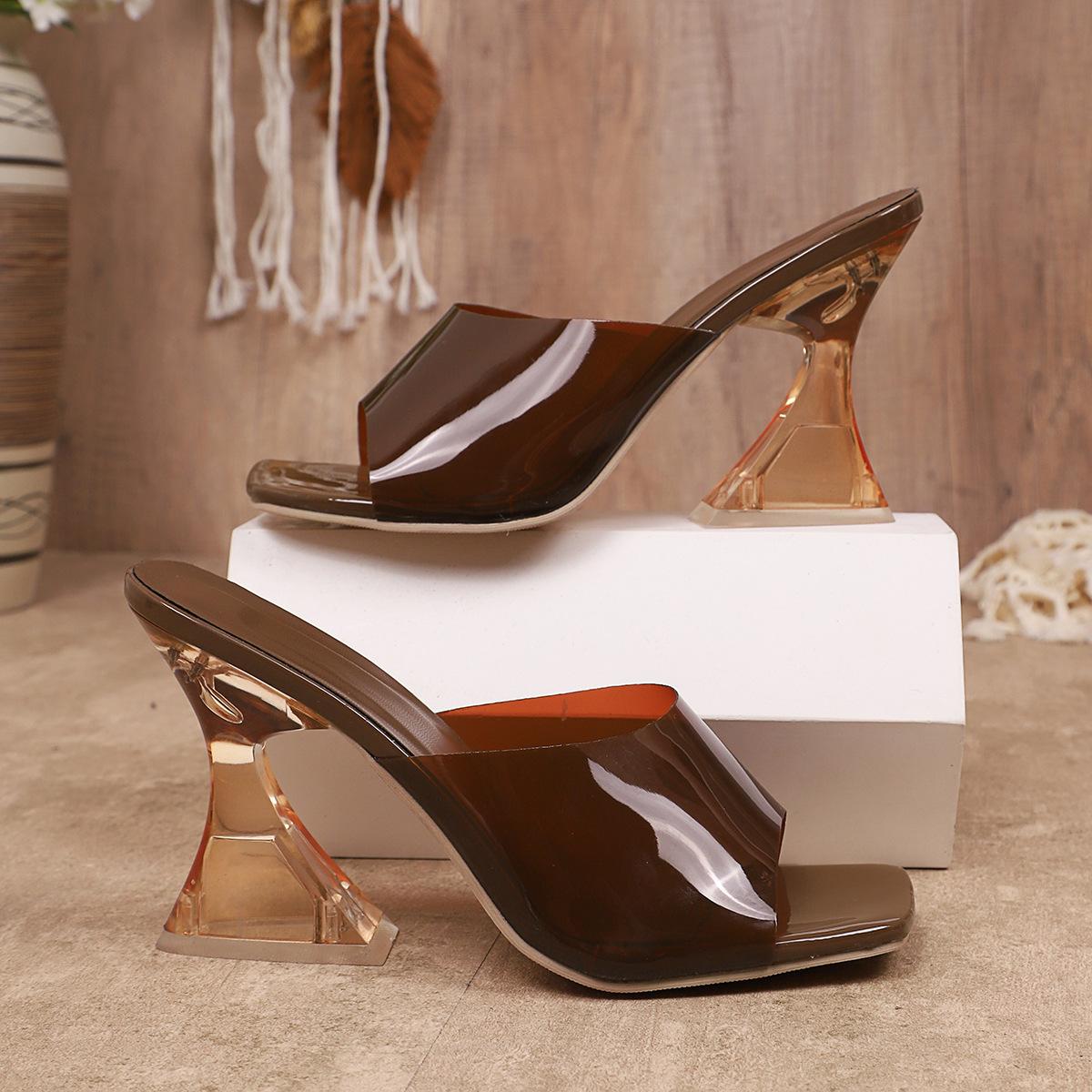 Slippers Women s 2026 Summer New Square Head Transparent Special Shaped and Cool Slippers Fashionable Outer Wear Slippers Women 36