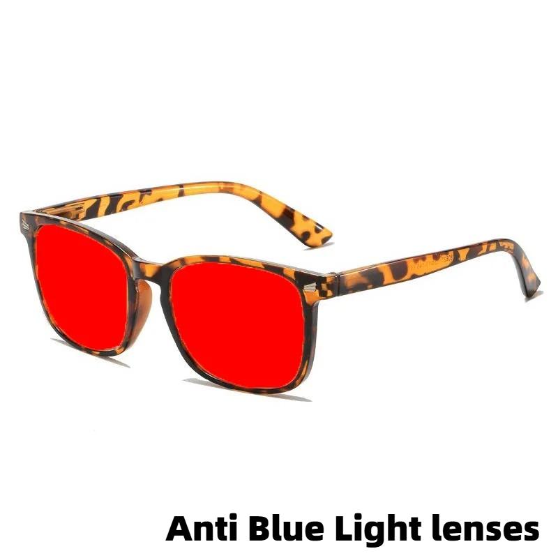 Fashion Square Frame Plain Glasses Orange & Red Lenses Anti Blue Light Glasses Gaming Protective Eyewear Night Driving Goggles