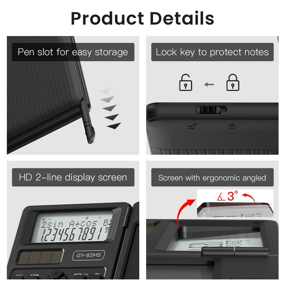 2-In-1 Foldable Scientific Calculator 6 Inch Writing Tablet 82MS 240 Function LCD Display For College Office Student Teacher