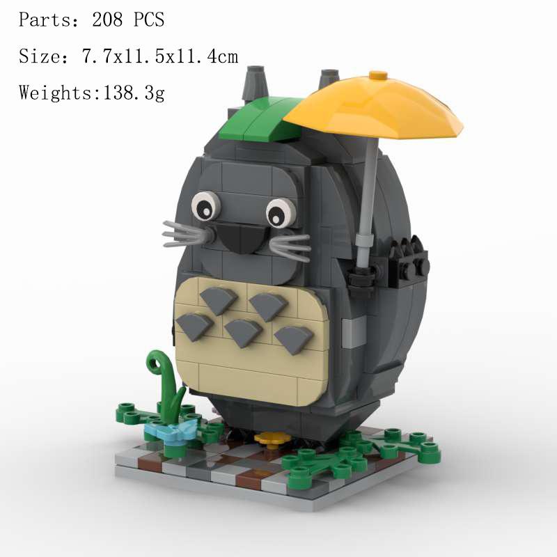 

208Pcs Moc Building Blocks Sky Castle Totoro Yellow Umbrella Model Educational Assembly Toy For Children Desktop Ornament
