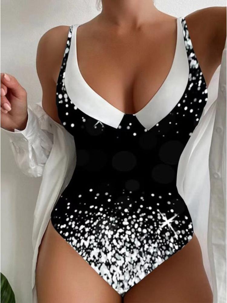 Striped Sports Swimsuit Women Swimwear White Black Simple Fashion One Piece Bodysuit Swimming Suit Summer Bathing Bikinis
