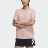 adidas Letter Logo Printed Round Neck Short Sleeve T-Shirt Women Tops Pink HE7340