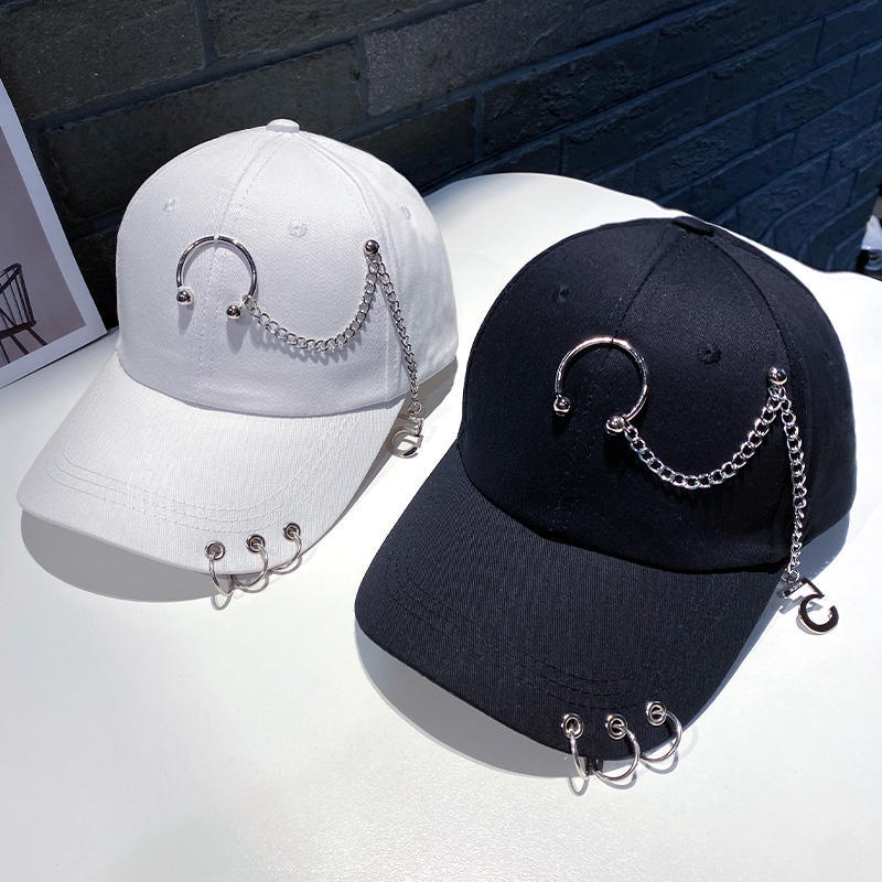 Women's Fashion Chain Hip Hop Baseball Hat Street Decoration Hat Adjustable Sunshade Hat Korean Edition Trendy Cowboy Hat