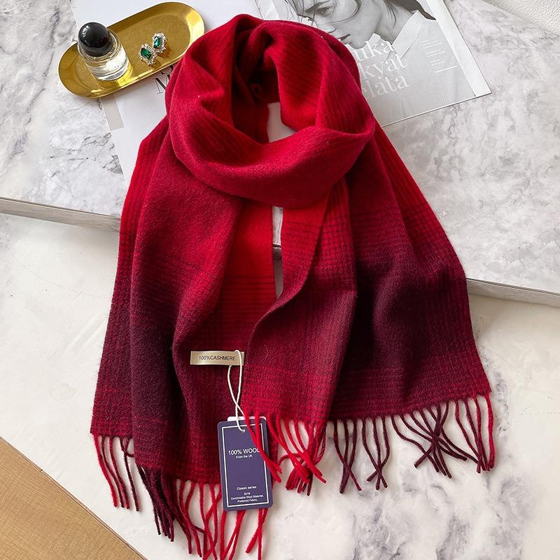 Cashmere scarf winter women's versatile corrugated plaid thickened scarf