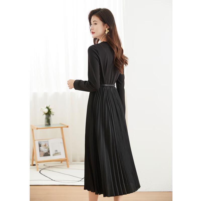 

Iveni Women s Elegant Pleated Long-Sleeve Dress S