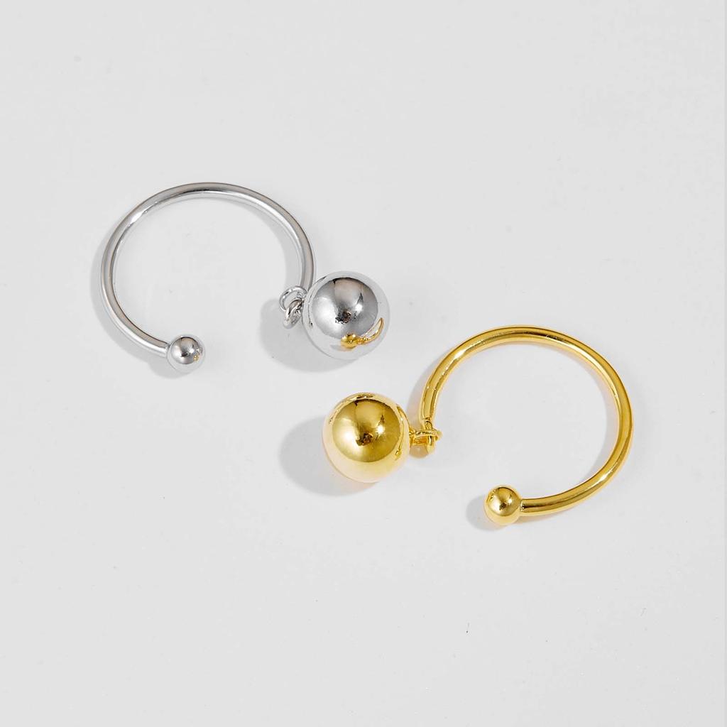 ANDYWEN Novo 925 Prata Esterlina Tamanho Ouro Ajustável Bola Pingente Anel Mulheres 2023 Luxo Fino Jóias Presente