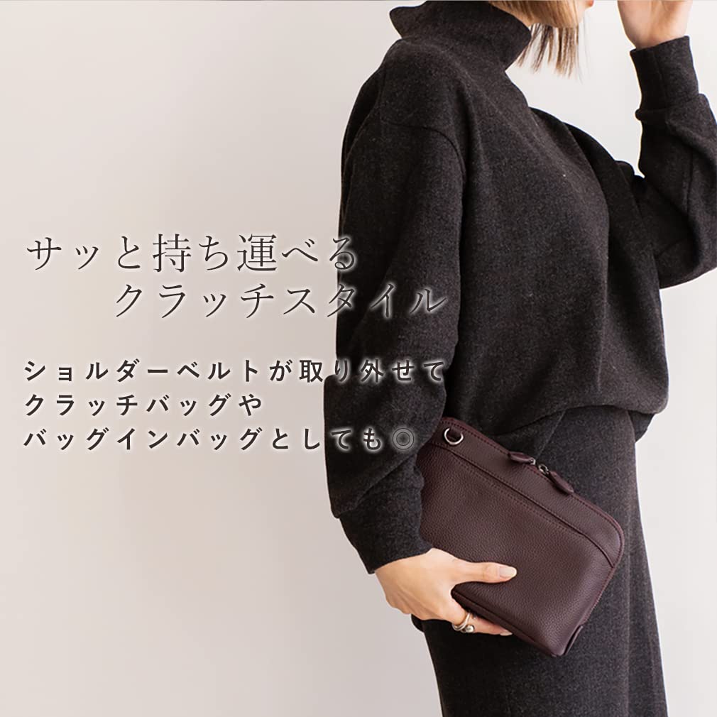 VITAFELICE Genuine Leather Shoulder Pouch with Long Women's Wallet, sib-20009n (Black)