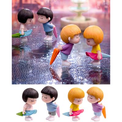 Cute Umbrella Couple Car Interior Decoration Action Figures Auto Rearview Mirror Dashboard Ornaments For Car Accessories