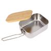 900ML Camping Bento Box Wooden Lid Lunch Box Stainless Steel Bento Box Outdoor Fishing Picnic Lunch Box Pot Chopping Board.