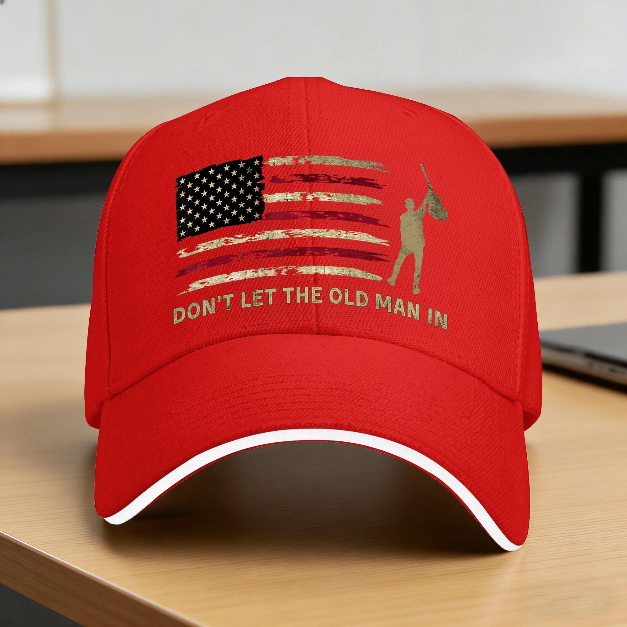Dont Let The Old Unisex in American Flag Guitar Casual Baseball Cap Tennis Skate Trucker Hat Summer Hot Sale Unisex Snapback Cap One Size