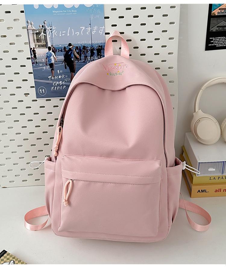 School bag letter simple Mori backpack ins style casual versatile commuter college student school bag large capacity solid color backpack