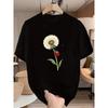 A New Best-selling Short-sleeved T-shirt for Women's Wear with Printed European and American Plant Flowers Aesthetic