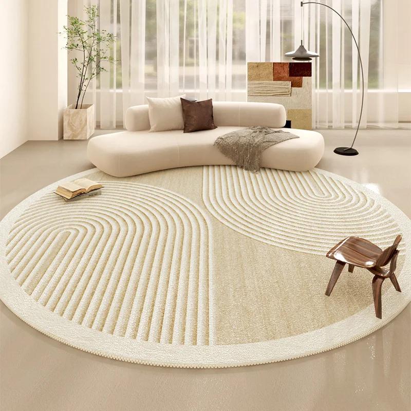 Minimalist Line Living Room Decoration Carpet Japanese-style Round Rugs for Bedroom Fluffy Soft Thicken Rug Home Study Plush Mat
