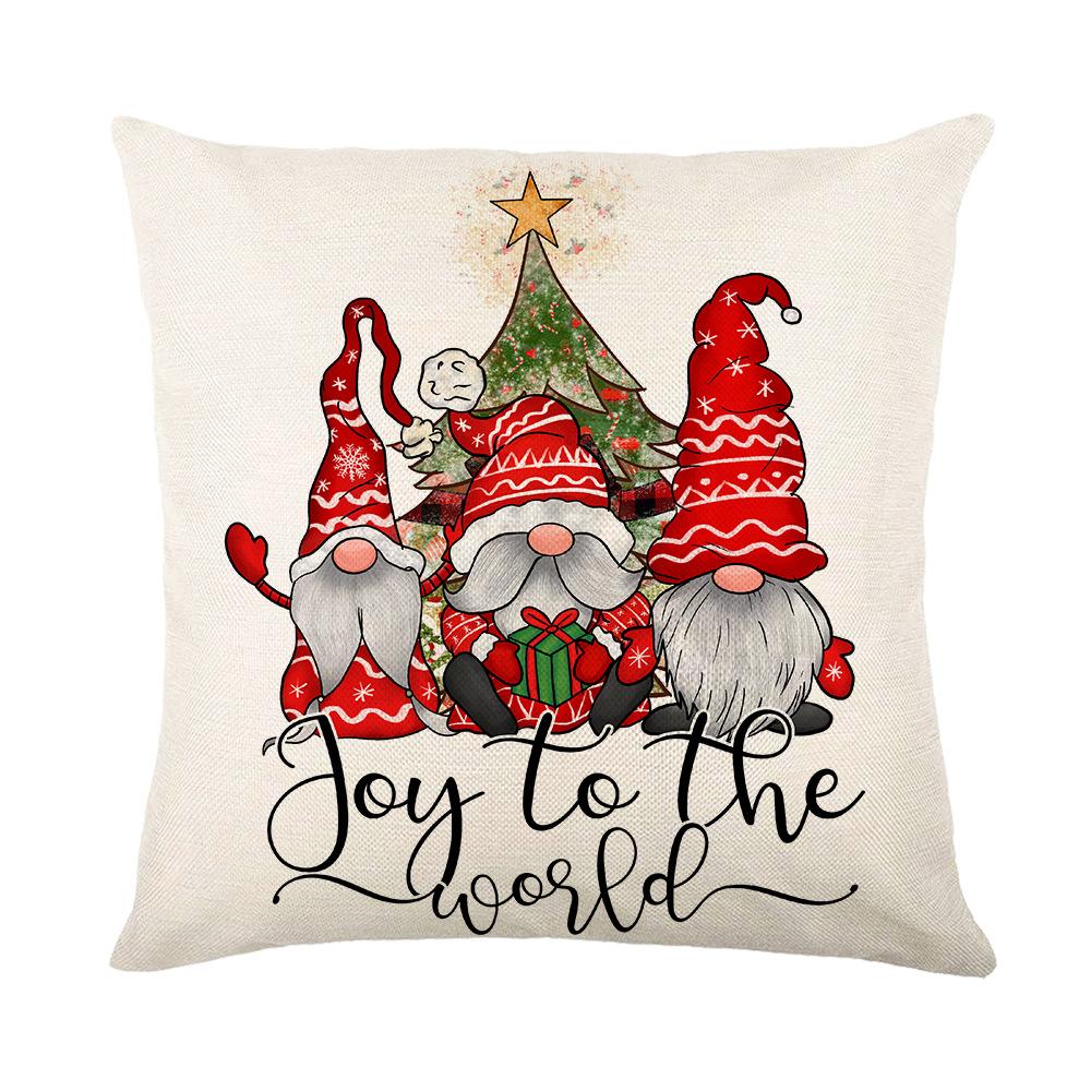 Christmas Pillow Cover Polyester Printed Santa Claus Home Sofa Cushion Cover Pillow