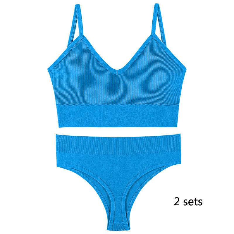 Underwear Set Lingerie Female Sexy Halter Beauty Tank Top Thin Section French Triangle Cup Without Steel Ring Gathered Bra Set