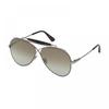 Tom Ford Sunglasses Aviator Full Rim  Shiny Gunmetal Frame And Brown Lens Ft0818