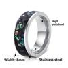 Men's 8mm Titanium Steel Ring with Faux Abalone Shell Inlay - Wedding Band