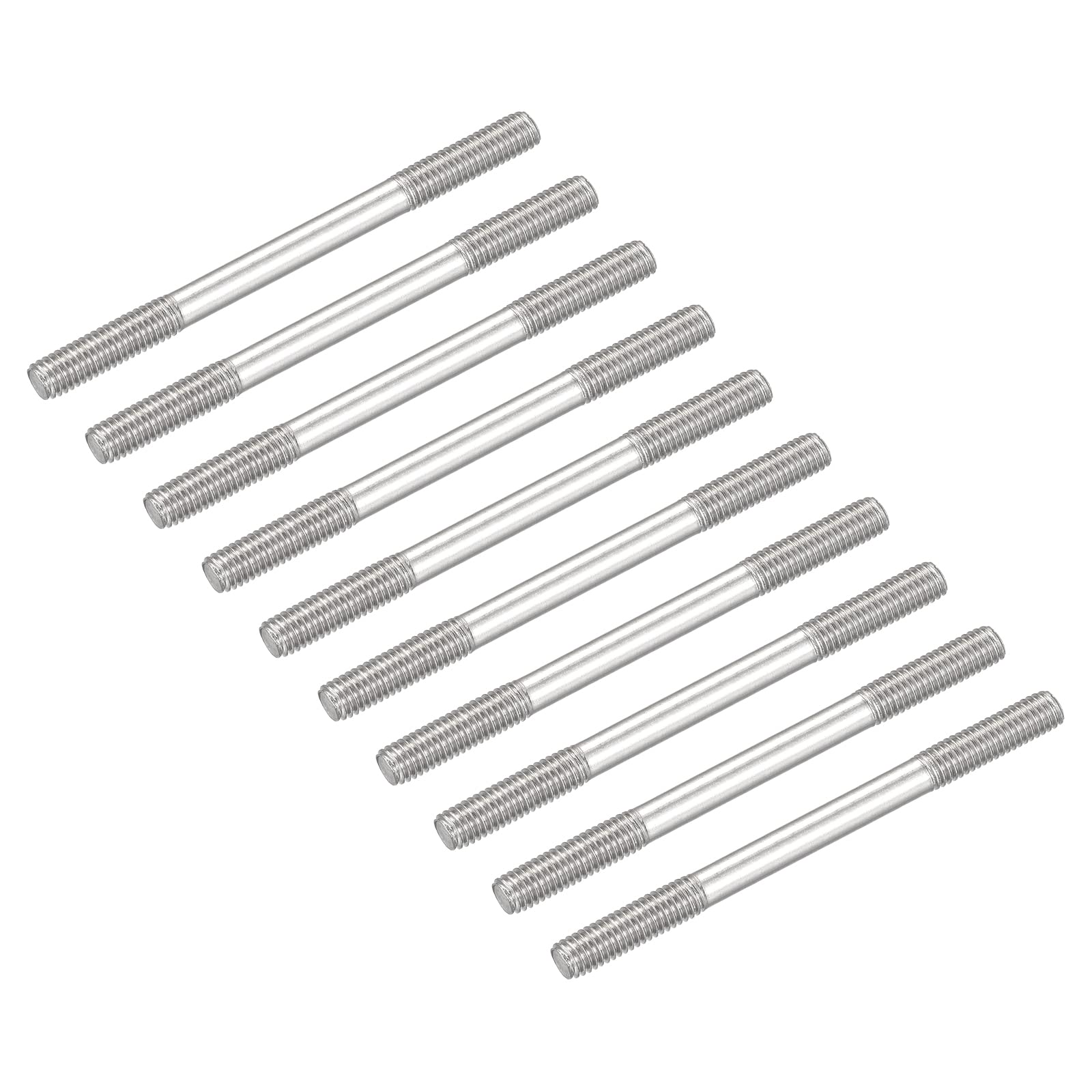 

METALLIXITY 10pcs 304 Stainless Steel Double End Stud Screws Stud Bolts Rod Bolts M5 Screws 70mm Length for Home Repair