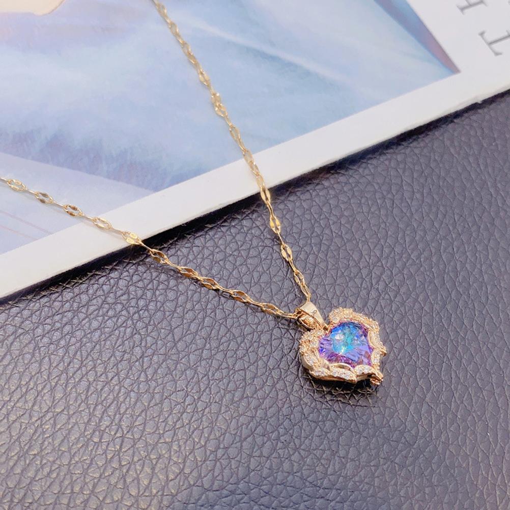 Blue Romantic Zircon Pendant Necklaces Adjustable Heart of the Ocean Necklace for Mother s Day Anniversary