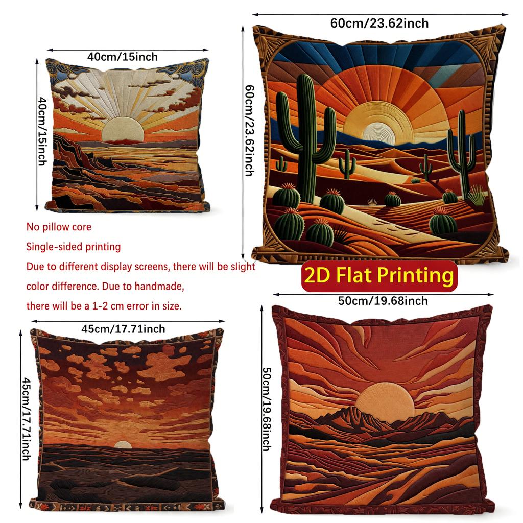 2D Southwestern Desert Sunset Throw Pillow Covers** Pattern Cushion Cover Suitable For Sofa Bedroom Car Pillow Cover