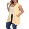 Women's Open Front Cardigans Loose Summer Sleeveless Tank Tops Loose Fit Casual Coverups Shirts With Pockets