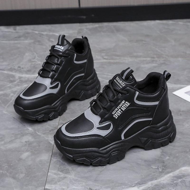 Little white shoes inner height increase dad shoes autumn new leather casual sports shoes women's platform women's shoes