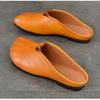 Johnature Women's Shoes Genuine Leather Flat Slippers Round Toe Versatile Casual Solid Color Outdoor Slides