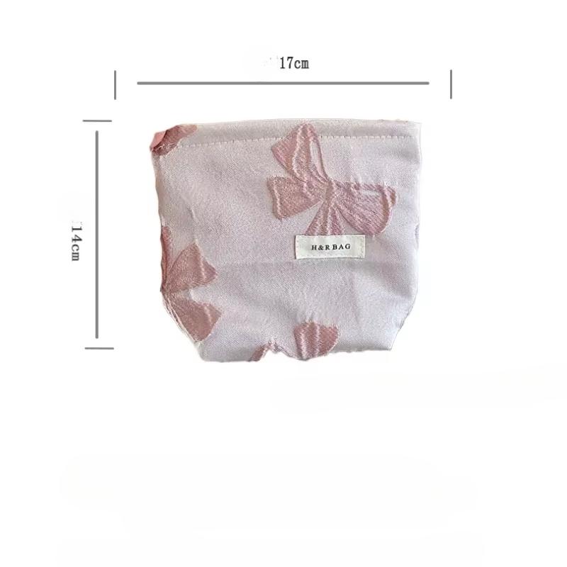 

Женская косметичка с розовым бантом, вместительная косметичка, переносной клатч, косметичка на каждый день