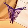 Erotické kalhotky Dámská tanga bez rozkroku Nastavitelný nízký pas Sexy vyšívaný otvor v rozkroku G-string průhledná síťovina