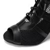 Girls Ladies Sexy Latin Lace Up Jazz Dance Shoes Mesh Breath High Top Dancing Boots  High Heels 7.5CM