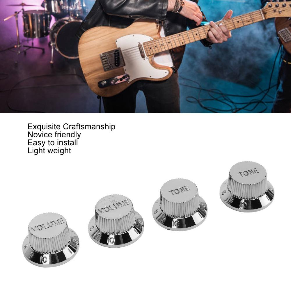4PCS Silver/Gold Guitar Potentiometer Knob Set Polymer Electric Guitar Accessories Electric Guitar