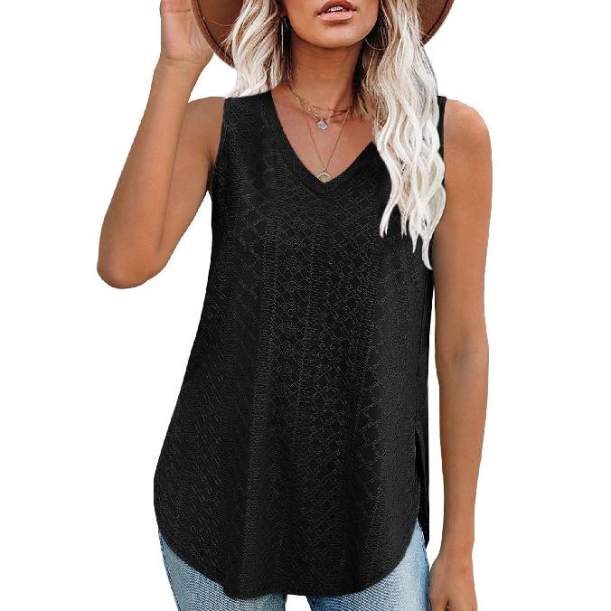 

Новый свободный многоцветный универсальный модный элегантный топ для поездок на работу на весну и лето безрукавка майка жилет для женщин XXL чёрный