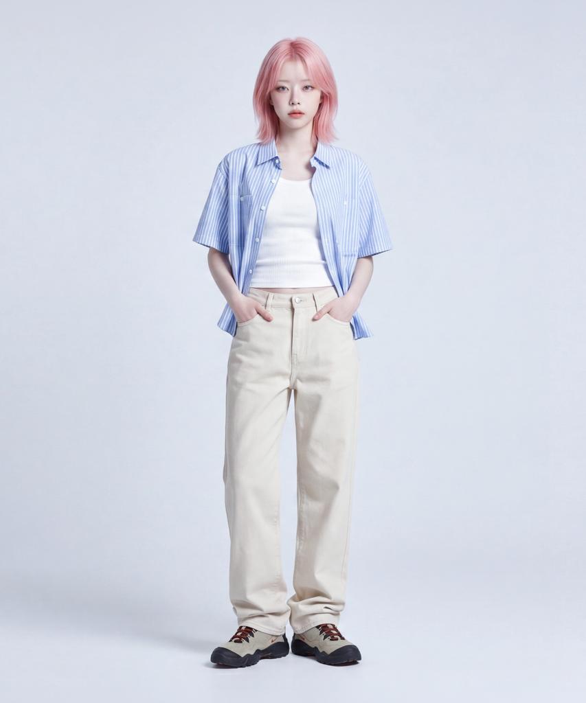 Santokalle Washed Wide Cotton Pants (Oatmeal)