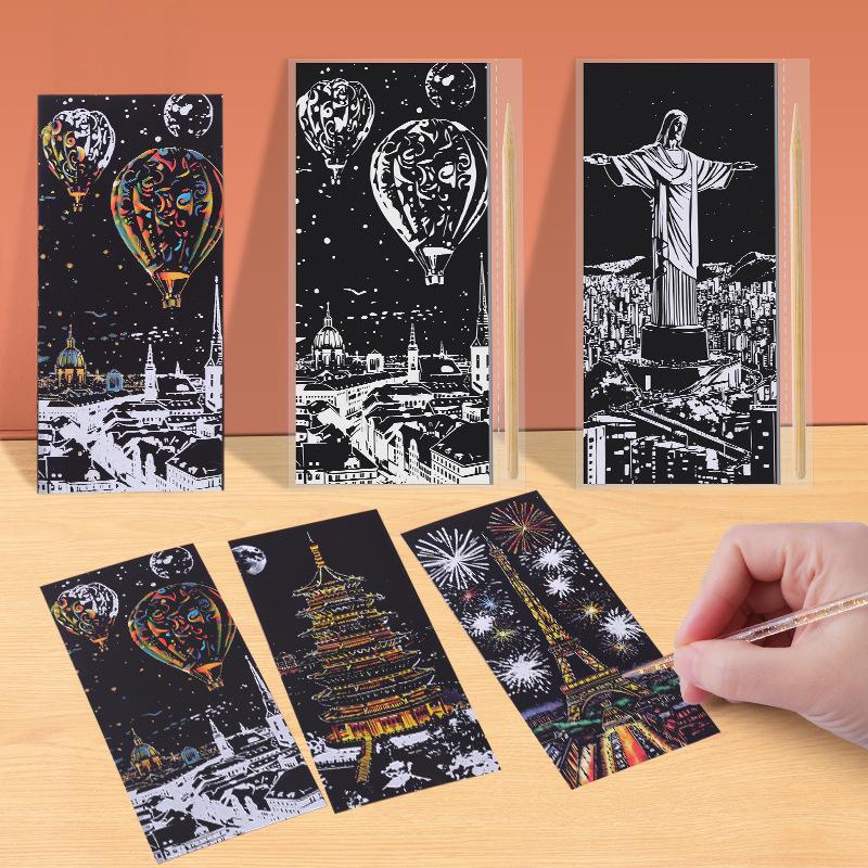 Nocny Widok Miasta Zamek Kreatywny Zdrapka dla Dorosłych Kobiet i Studentów - Malowanie Dekompresyjne