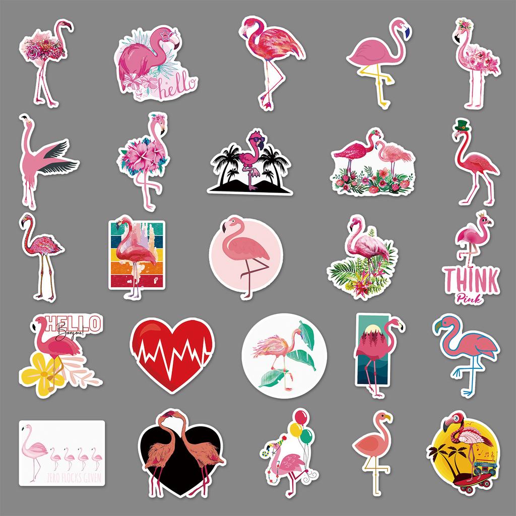 100 Flamingo Graffiti Stickers, Cartoon Animals, Decorations, Scooters, Motorcycles, Bikes, Car Stickers