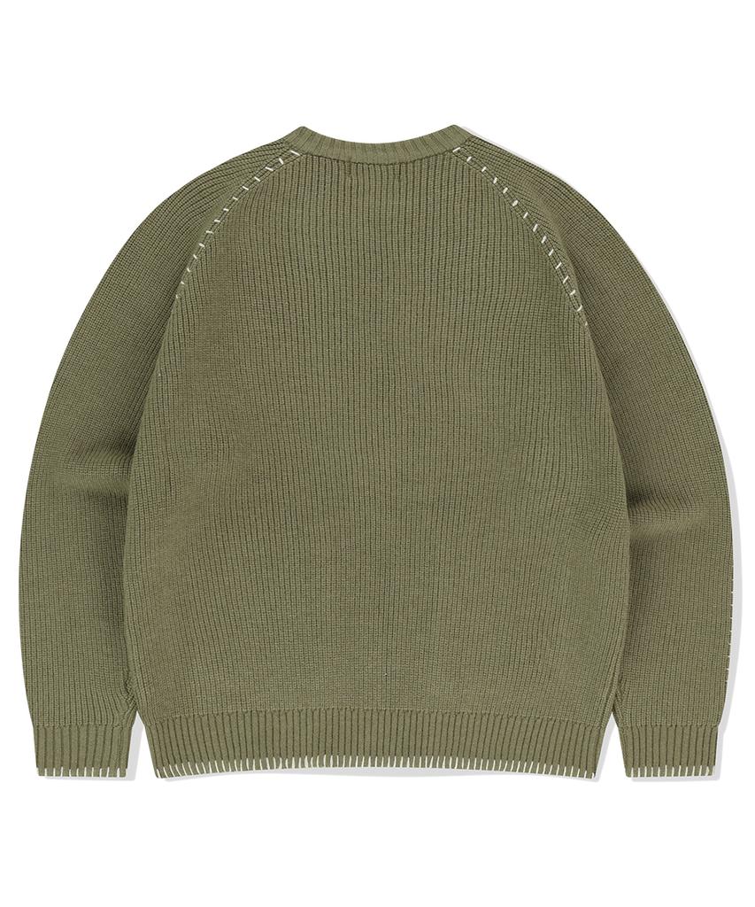 MAHAGRID Stitch Zip-Up Knit Khaki(Mg2Fsmk680A)