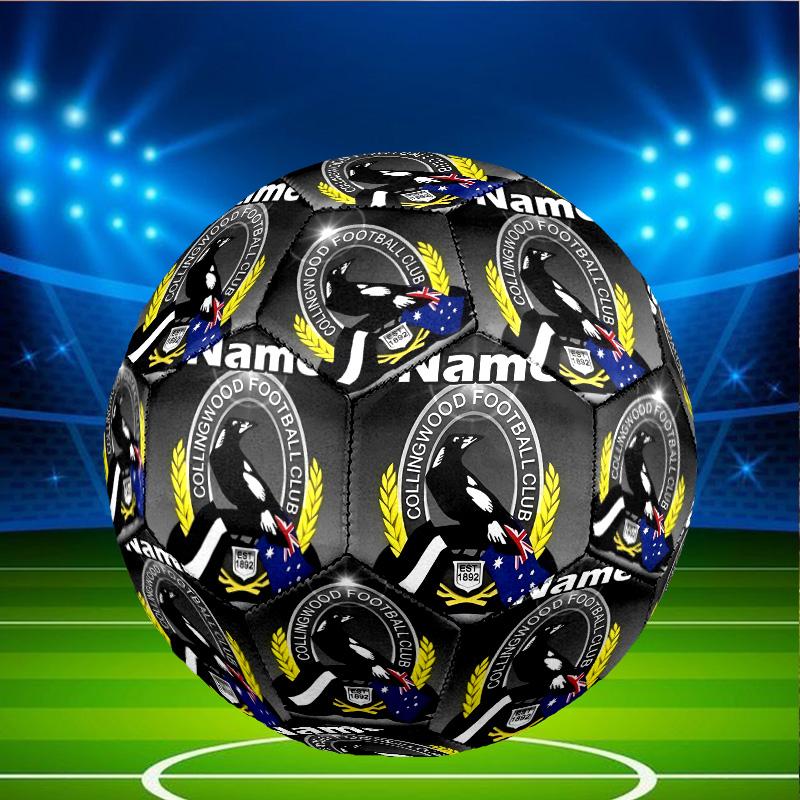 Custom Name Personalized Collingwood Magpies Print Size 5 Soccer Ball Training & Match Football, for Team, Kicking, Gift for Football