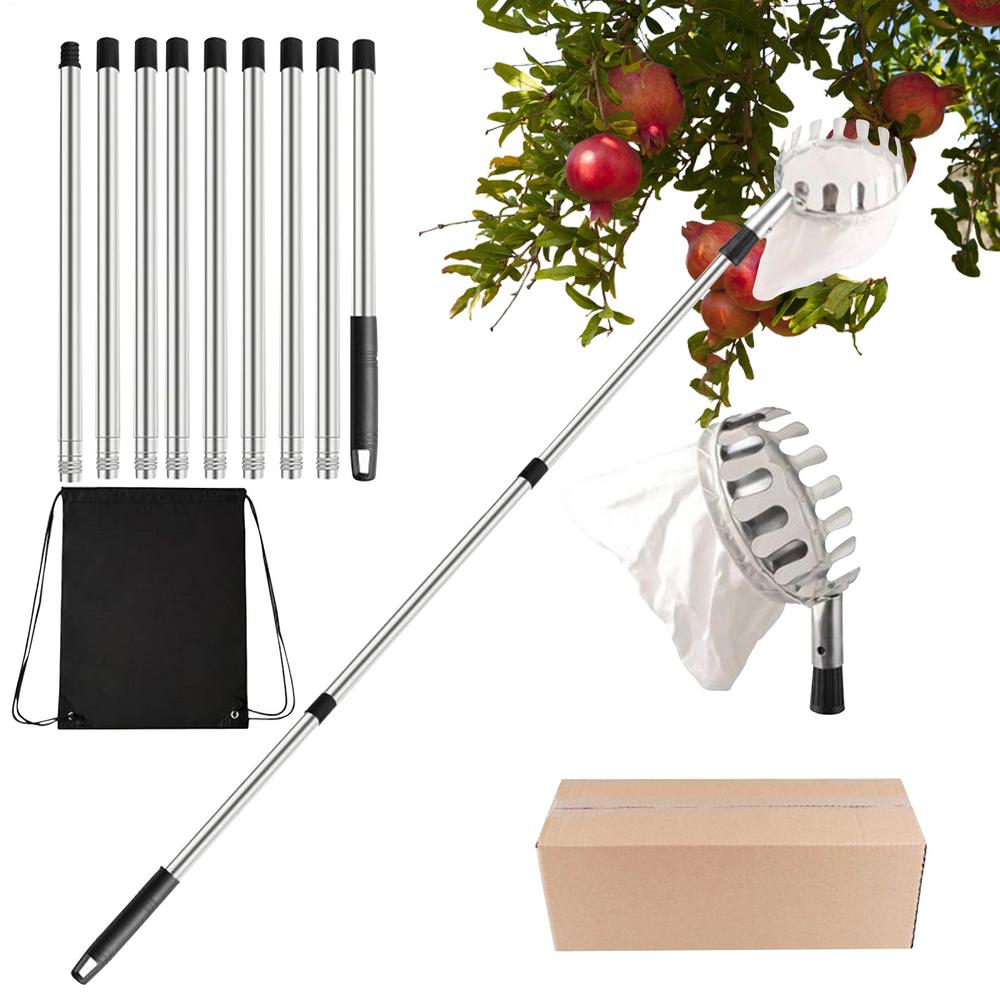 Tree Fruit Picker Tool Telescoping Harvesting Equipment 3.3-13ft Adjusting Fruit Picker For Mango Lemon Orange Pear Cherry Farm