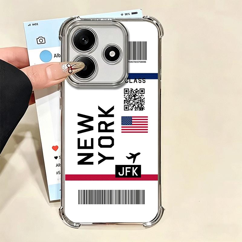 Travel Air Ticket Label Soft Phone Case For Xiaomi Redmi Note 14 15 Pro Plus 13 12 11S 11T 5G 10 9S 9 Plating Anti-Fall Fundas