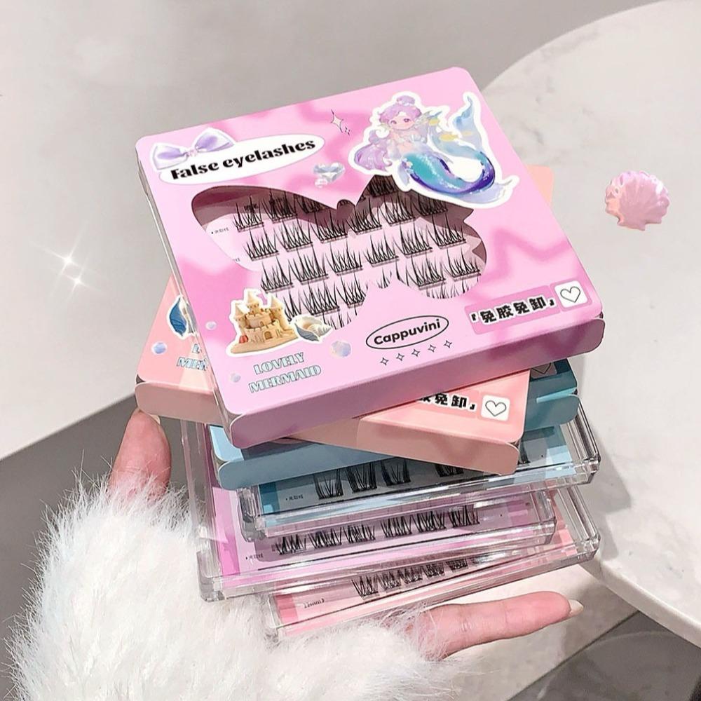 Wispy Adhesive Fake Eyelashes Reusable Glue Free False Lashes Self-adhesive Lash Clusters  Makeup