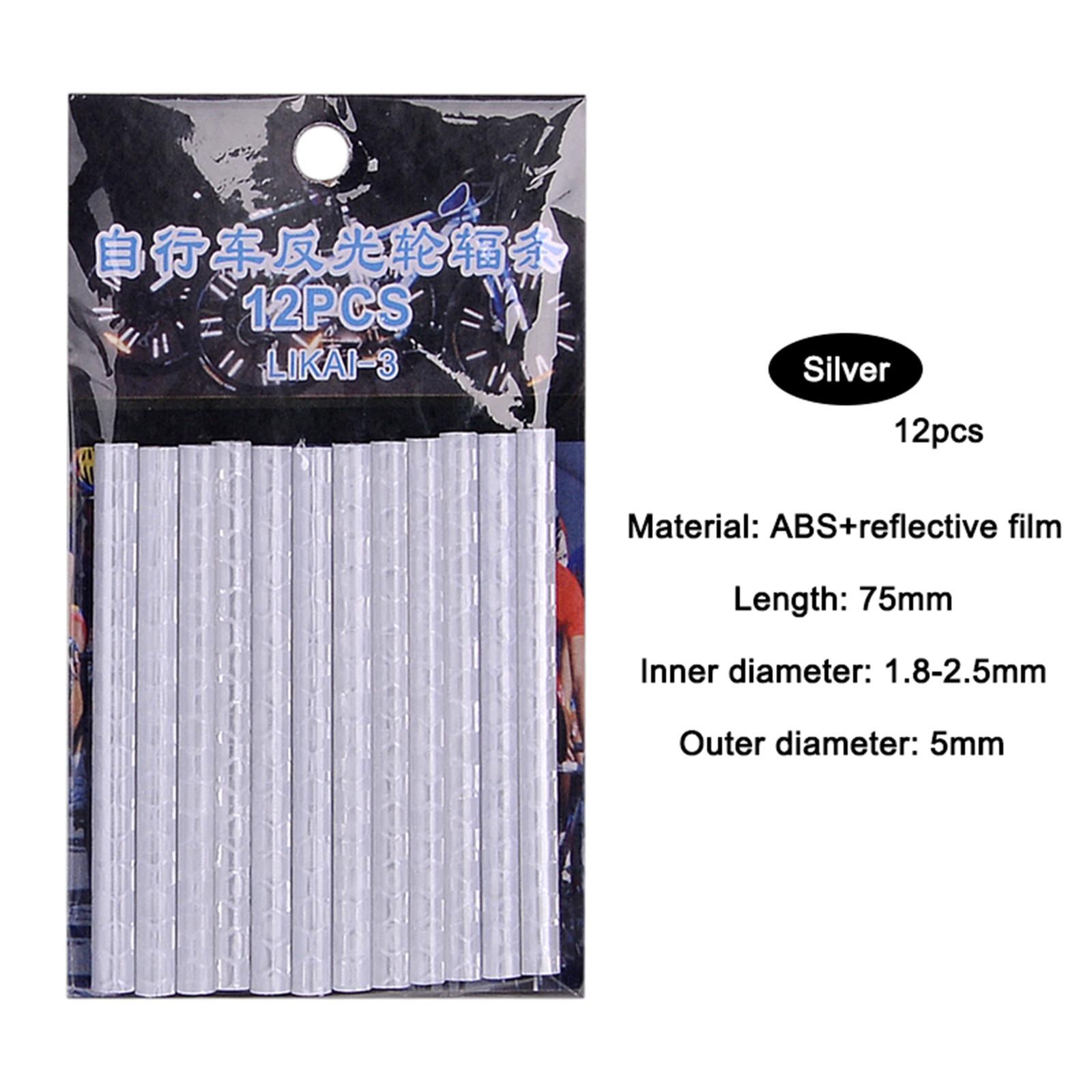 

12 шт., велосипедное колесо, спицы, отражатель, светоотражающее крепление, зажим для трубки, велосипедные предупреждающие полоски One Size серебряный