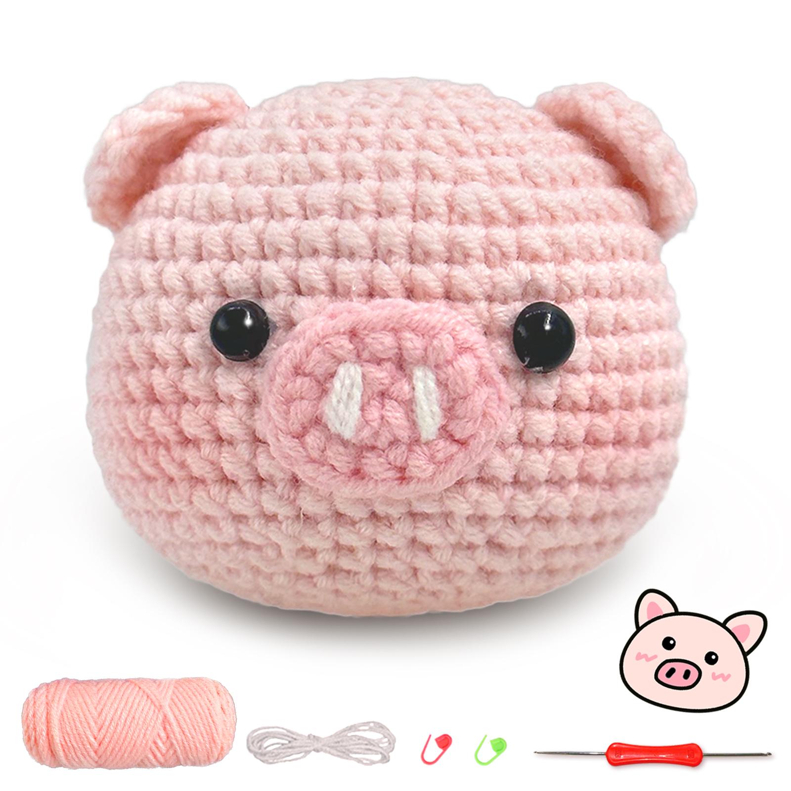 YAMAXIN 1PC Pig Crochet Set for Beginners,Include Step-by-Step Video Tutorials(Accessories In Random Color) розовый