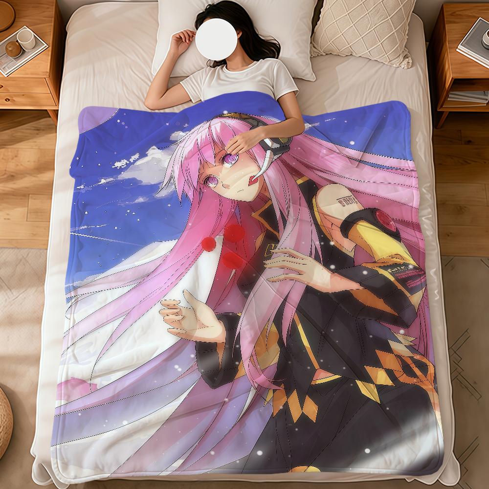 Anime Girl Cute Virtual Singer m-Megurine L-Luka Soft Warm Plush Blanket Dormitory Sofa Living Room Hogar Bedroom Gift Nap Home