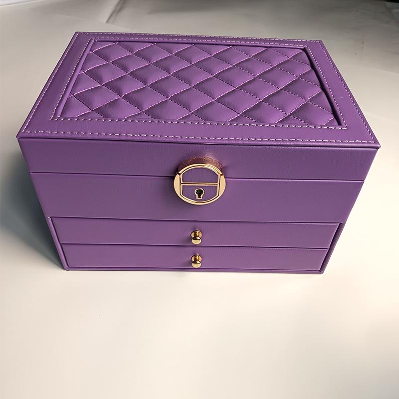 Three-Layer High-End Jewelry Storage Box with Drawers and Partitions
