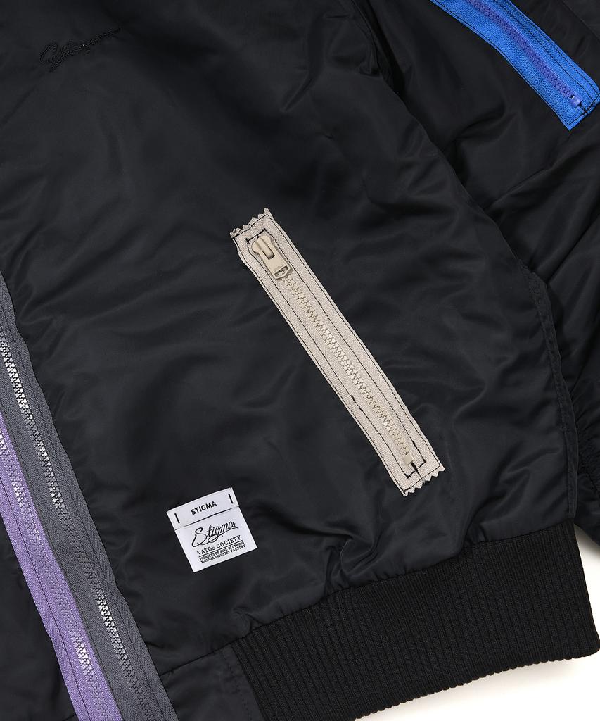 Stigma Zipper Oversized Ma-1 Jacket Black