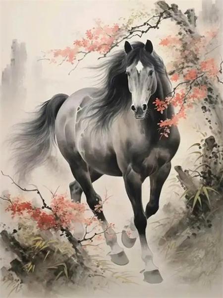 5D Diamond Painting New Arrivals Black Horse Full Round Embroidery Mosaic Animal Home Decor