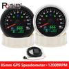 85mm GPS Speedometer + 12000RPM Tachometer + Fuel Level Gauge + Voltmeter with Gear /Turn Signal For Marine Car Boat 12V/24V